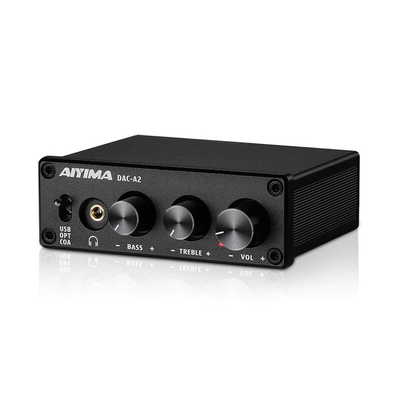 AIYIMA مضخم صوت سماعات AIYIMA DAC-A2 مع تحكم في الجهير والتريبل مدخلات PC-USB/بصري/محوري، مخرج سماعات RCA/3.5mm محول صوت رقمي إلى تناظري سطح المكتب DC 5V 24Bit 192kHz - Image 1